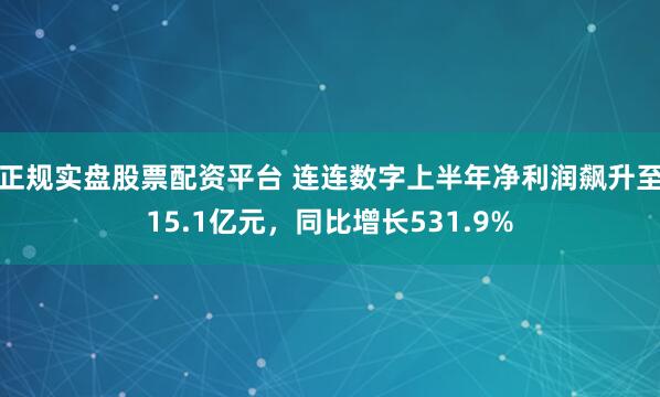 正规实盘股票配资平台 连连数字上半年净利润飙升至15.1亿元，同比增长531.9%